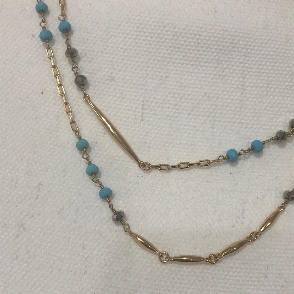 Stella & Dot Gold Necklace with Turquoise Accents - Picture 3 of 5